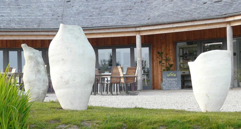 In it's original location outside the restaurant entrance in 2014, at Tremenheere Sculpture Garden, West Penwith, Cornwall