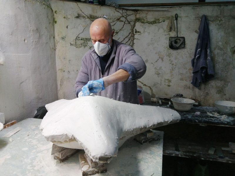 The new plaster studio is in our back yard.